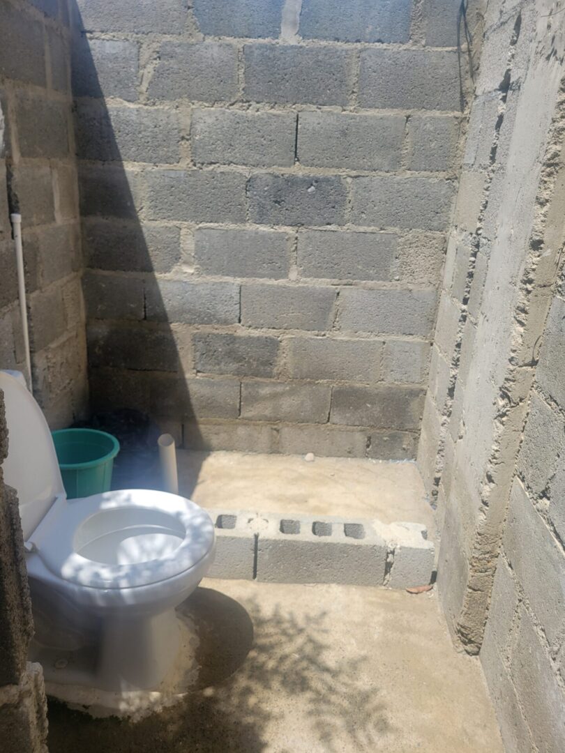 A toilet under construction